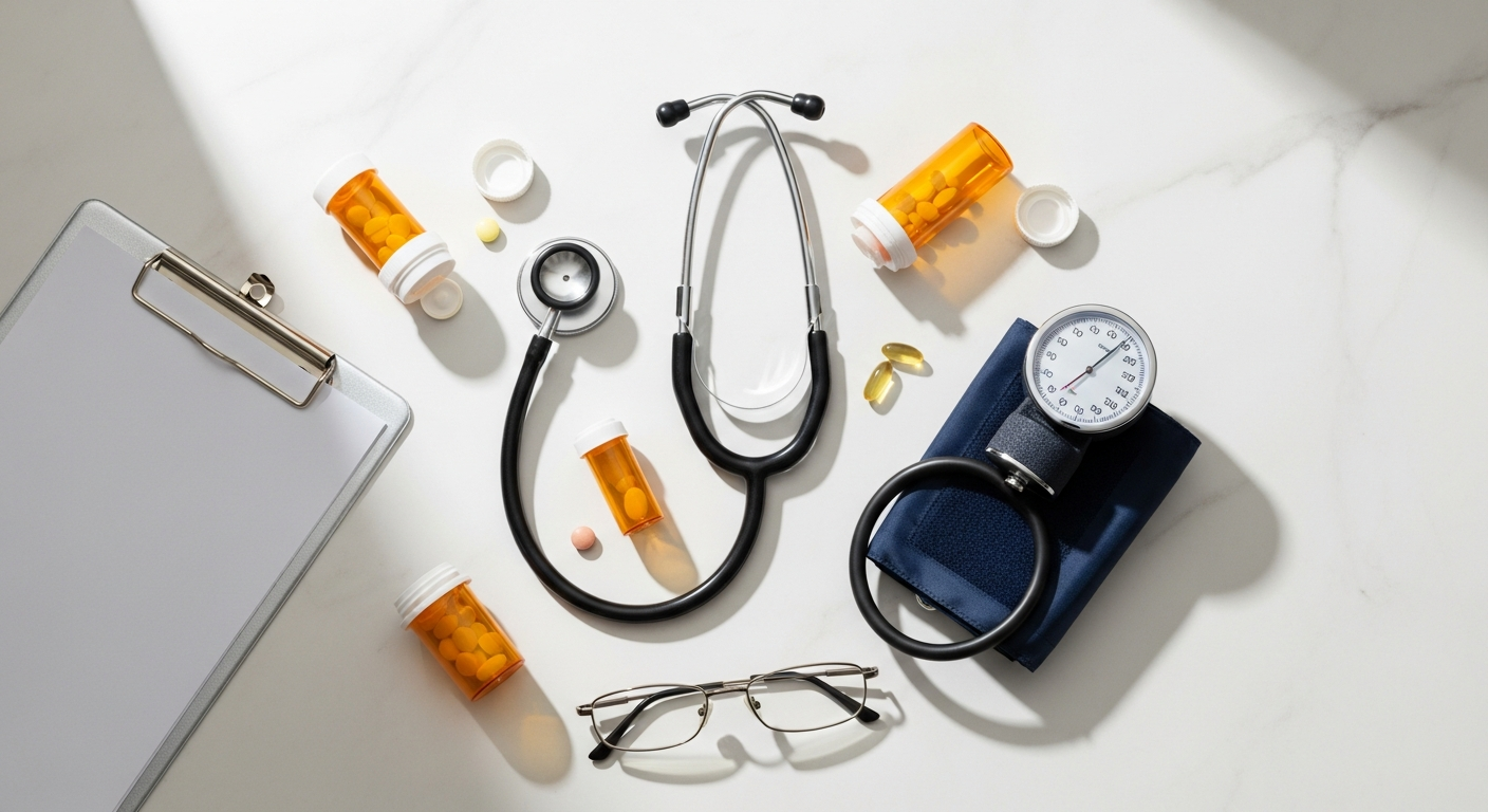 Medical stethoscope and blood pressure cuff — cardiovascular patient education